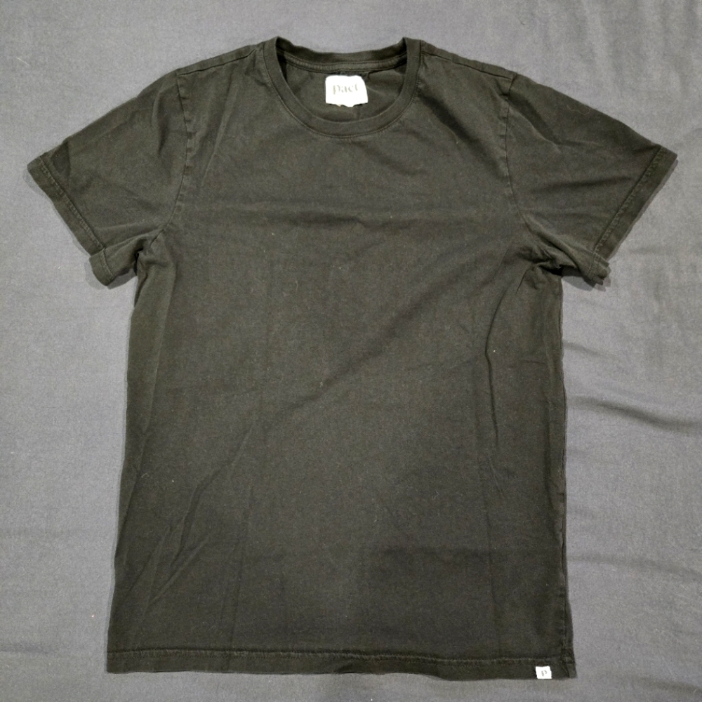 Pact Women's Small Black Tshirt Short Sleeve Organic Cotton Crew Neck EUC